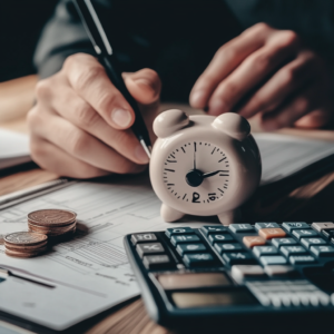 Illustration of basic emergency planning concepts with icons representing savings, budgeting, and protection.
