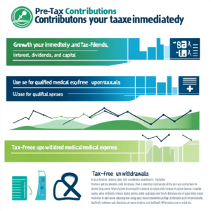 Triple Tax Benefit of HSAs infographic showing pre-tax contributions, tax-free growth, and tax-free withdrawals