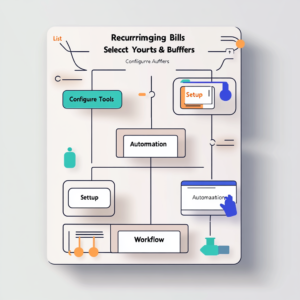 Horizontal flowchart illustrating the setup workflow: list bills, select tools, and configure alerts